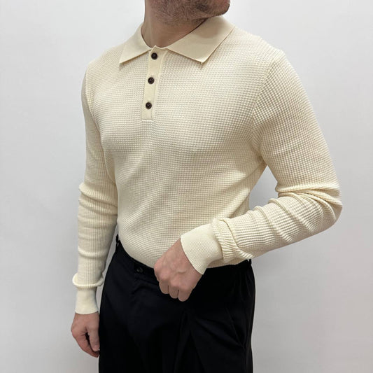 Polo in nido d'ape beige
