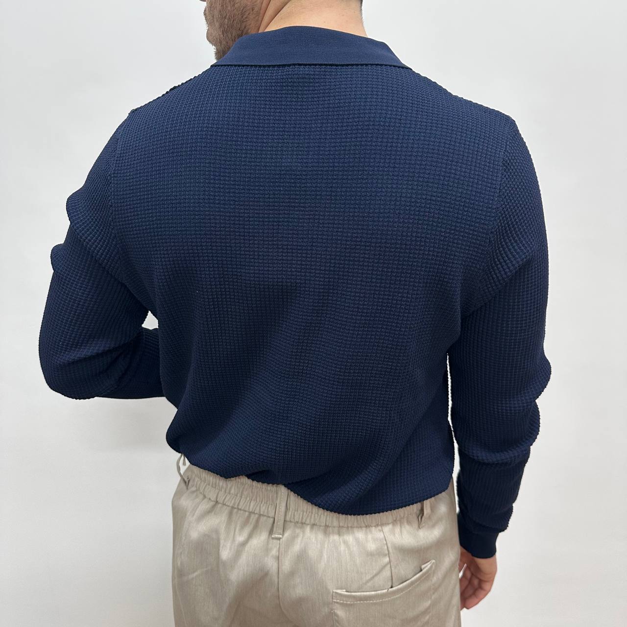Polo in nido d'ape blu