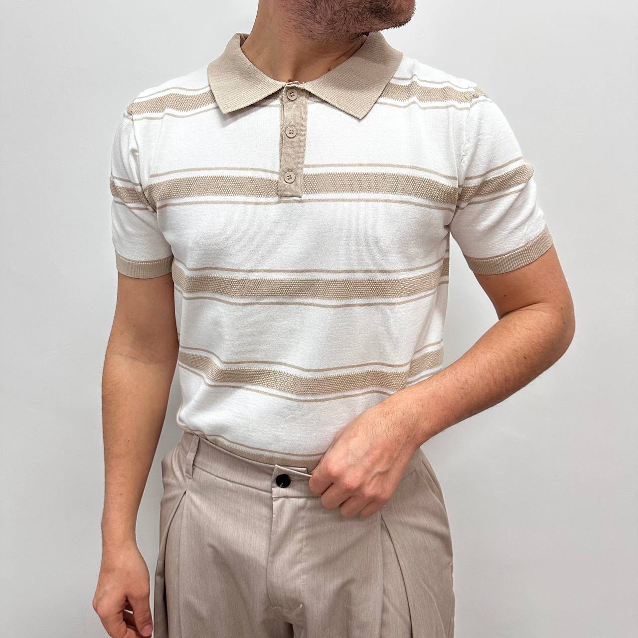 Polo riga beige