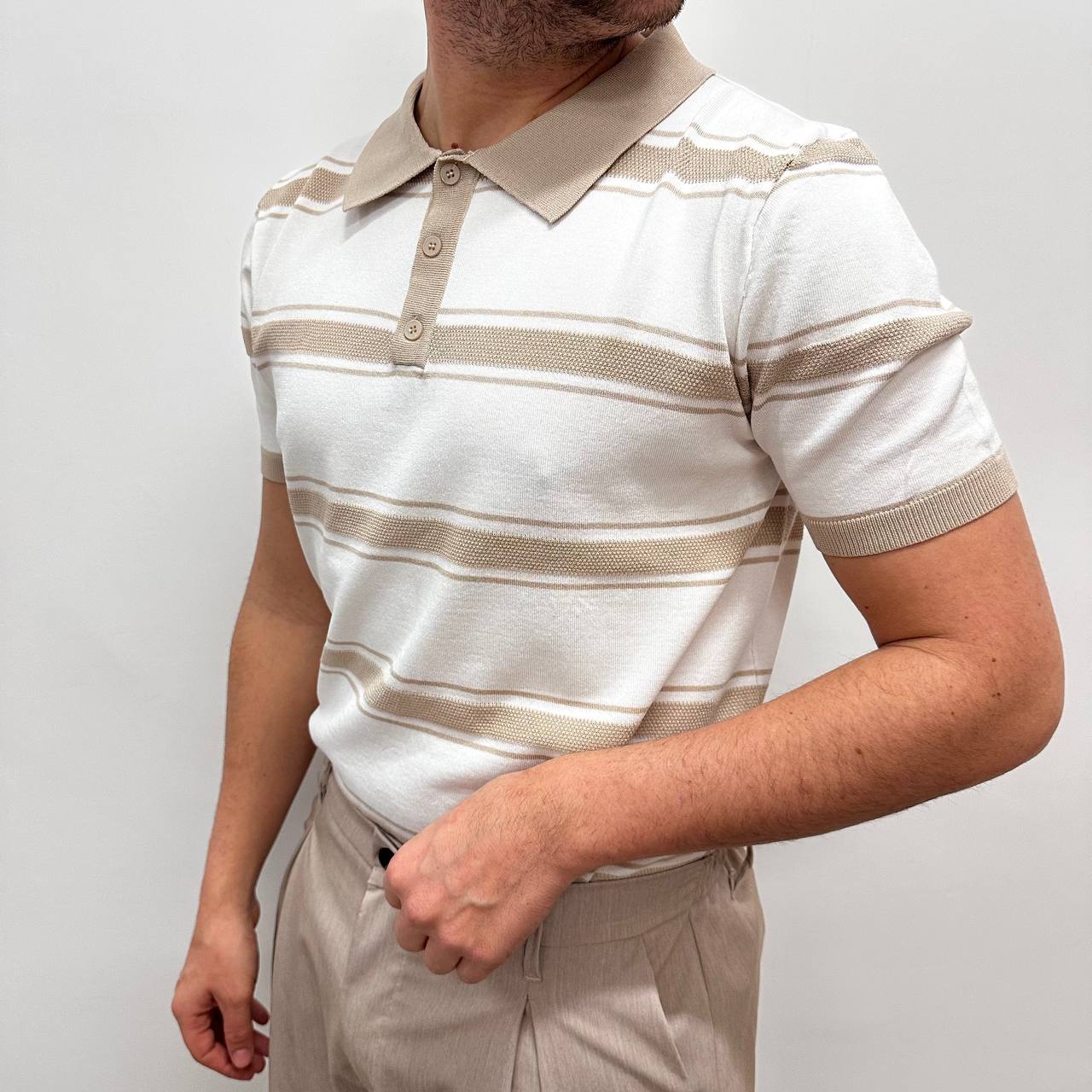 Polo riga beige
