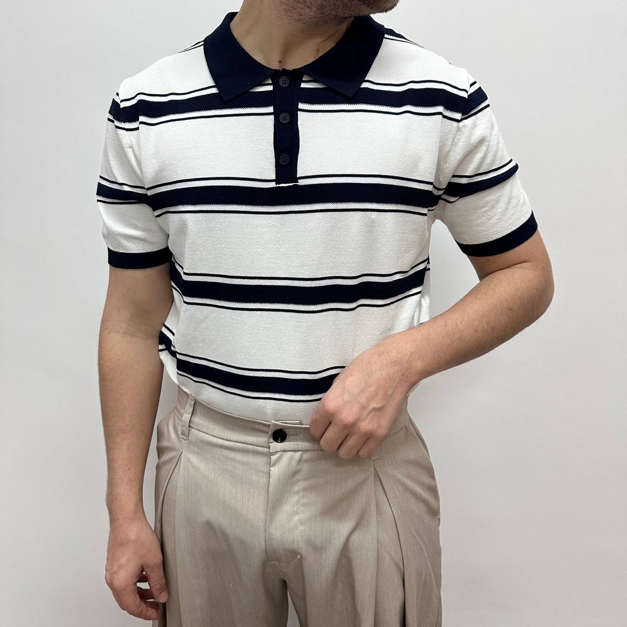 Polo riga bianca
