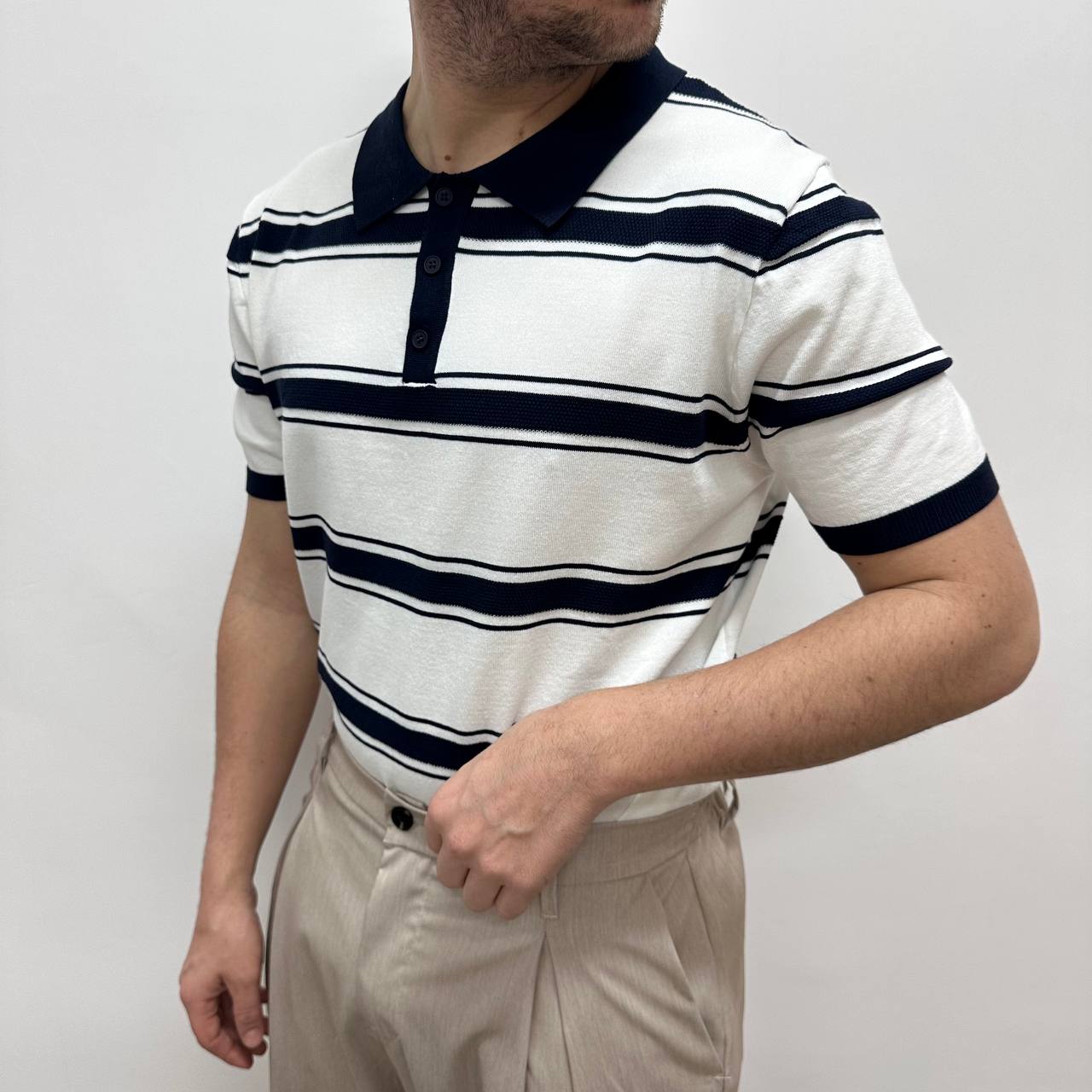 Polo riga bianca