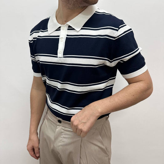 Polo riga blu