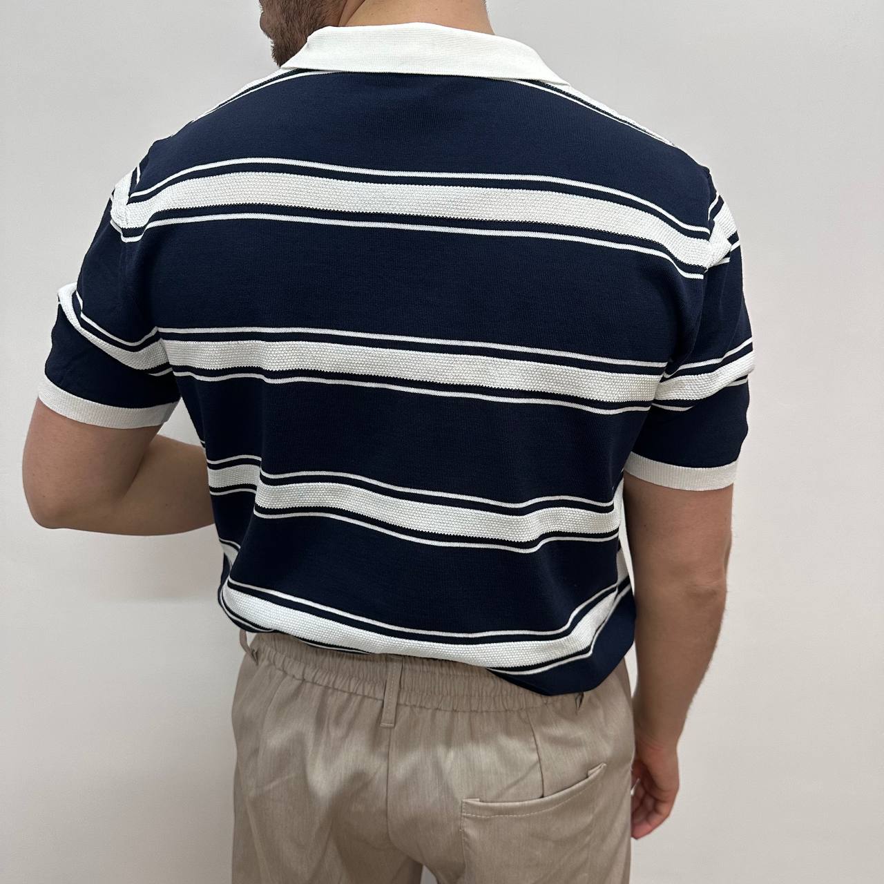 Polo riga blu