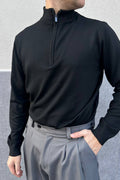 Maglione casual con zip Nera