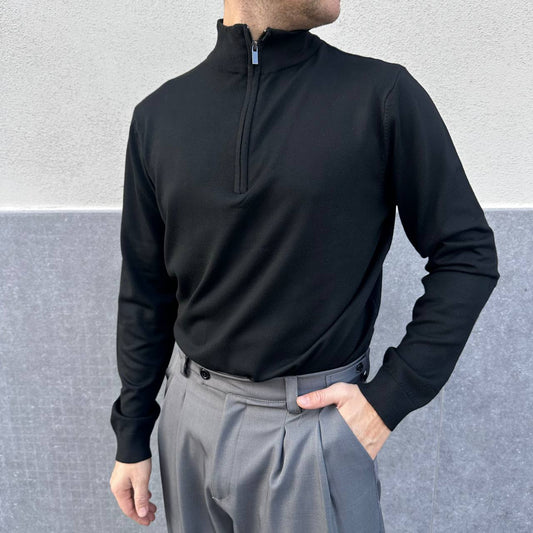 Maglione casual con zip Nera