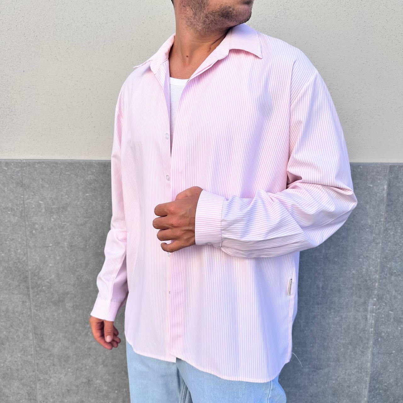 Camicia rigata rosa