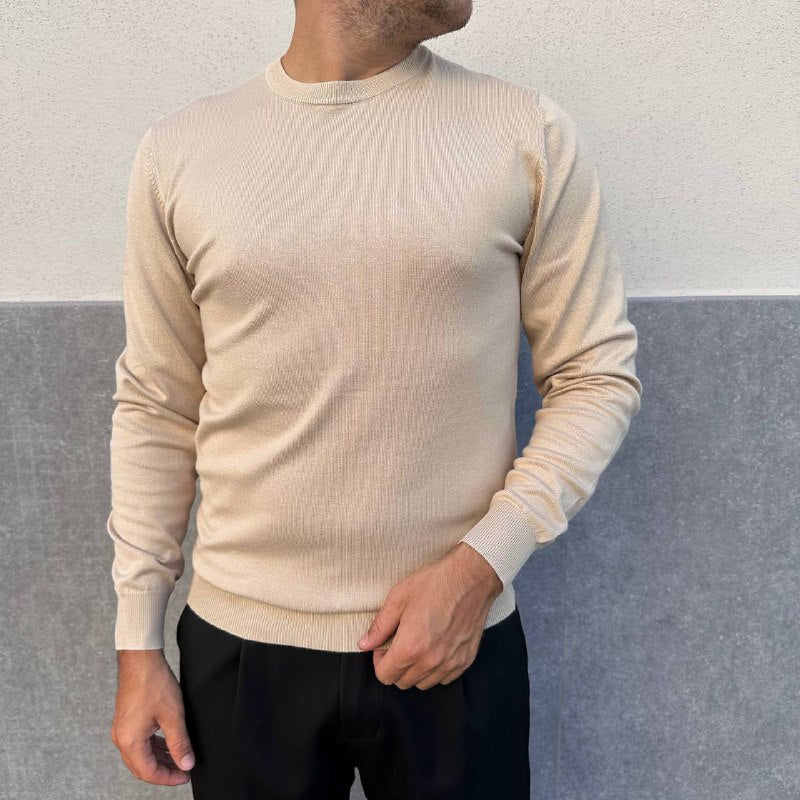 Pullover girocollo beige