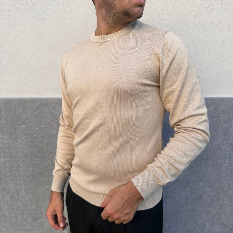 Pullover girocollo beige