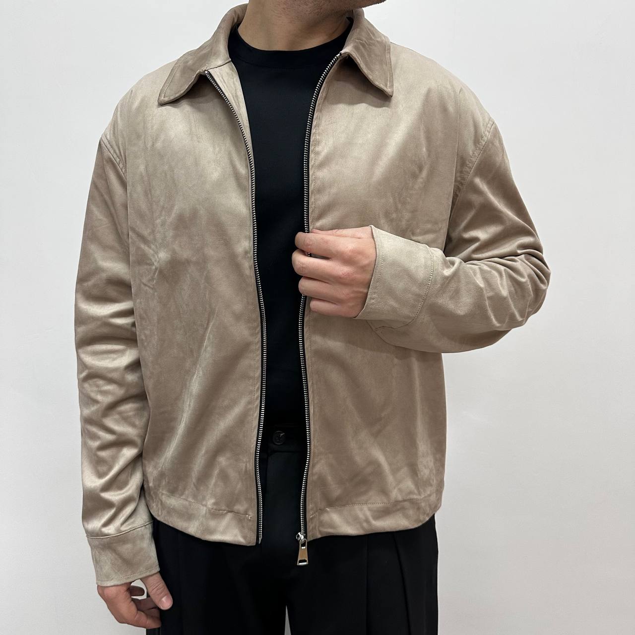Jacket in camoscio beige