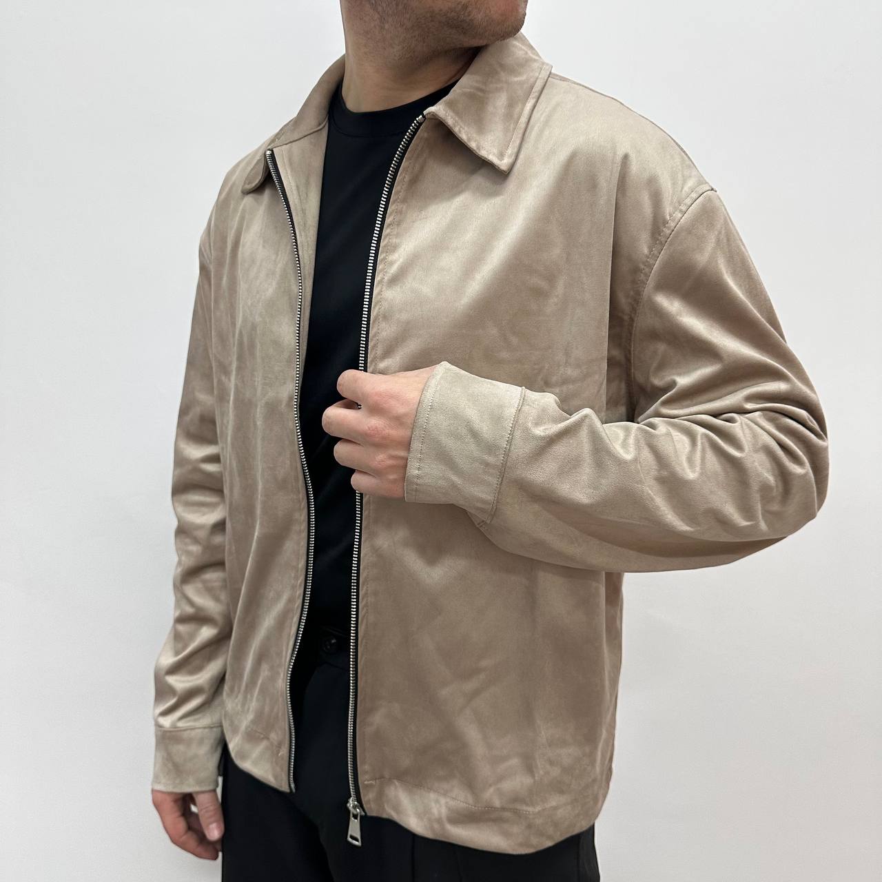 Jacket in camoscio beige