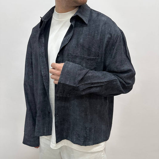 Camicia Crop Marmorizzata Nera
