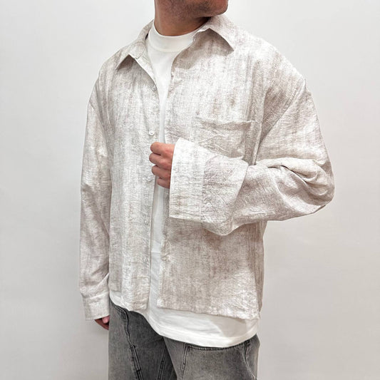 Camicia Crop Marmorizzata Beige