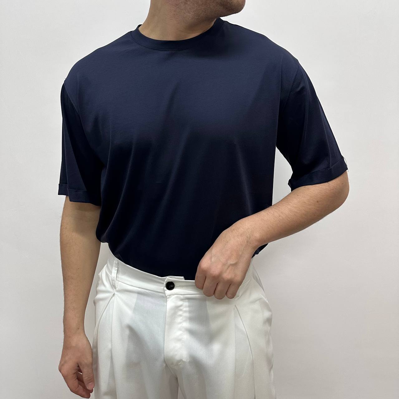 Shirt in filo di scozia blu