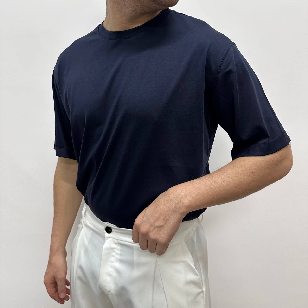 Shirt in filo di scozia blu