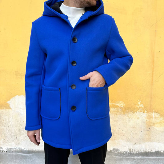 Cappotto con cappuccio blu royal