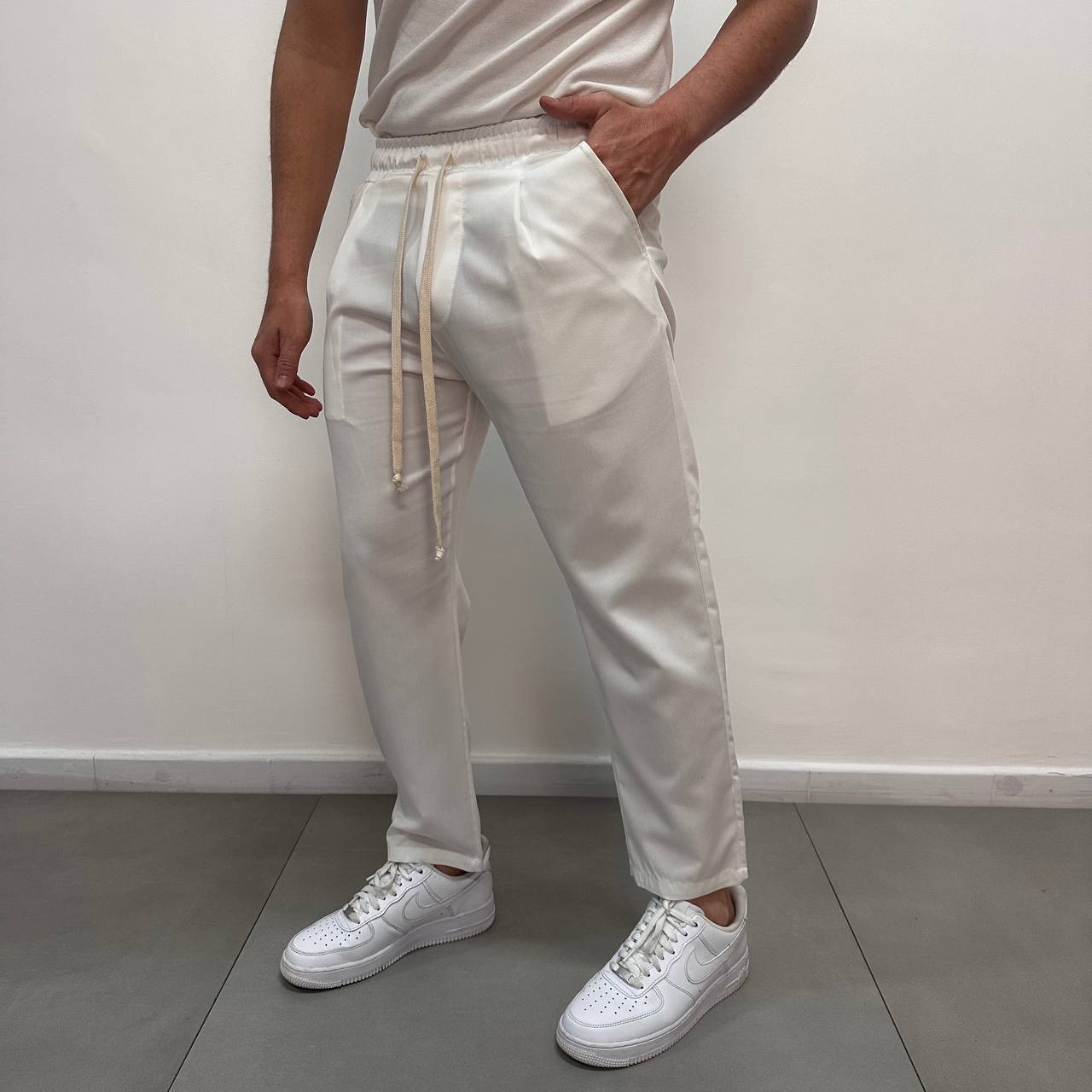 Pantalone japane elastico bianco