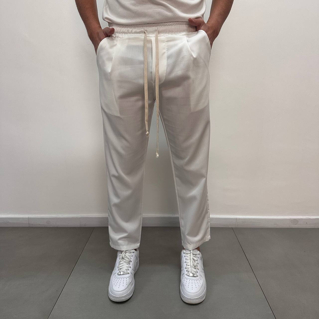Pantalone japane elastico bianco