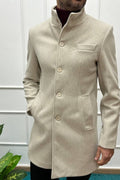 Cappotto collo coreano beige