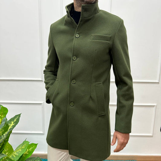 Cappotto collo coreano verde