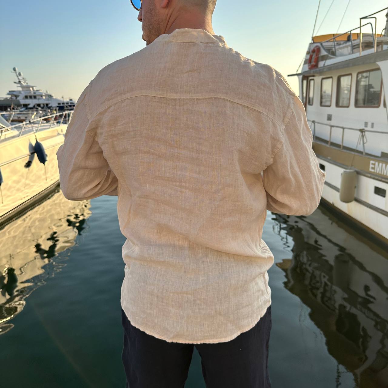 Camicia in lino 4 bottoni beige