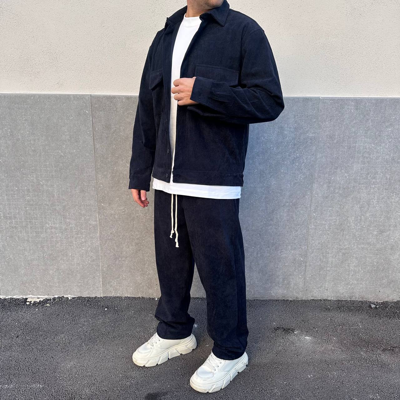 Coord.in velluto blu