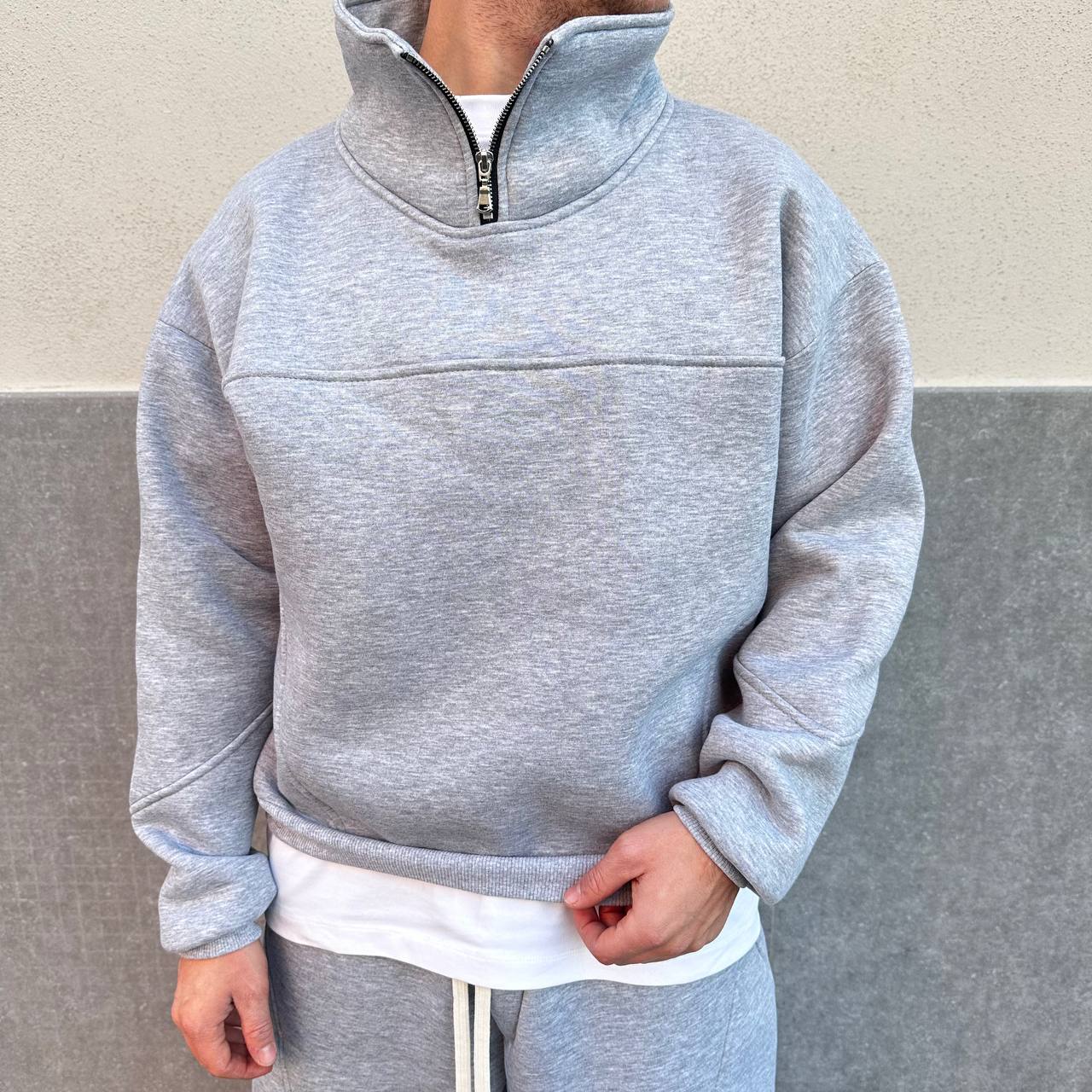 Tuta mezza zip just new grigia