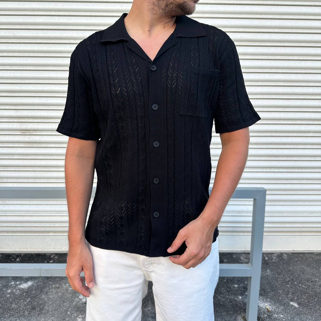 Polo ricamo con bottoni black