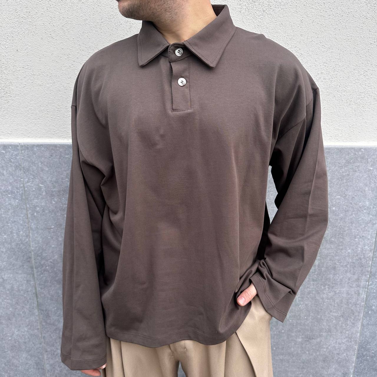 Polo Boxy Sleeve Marrone