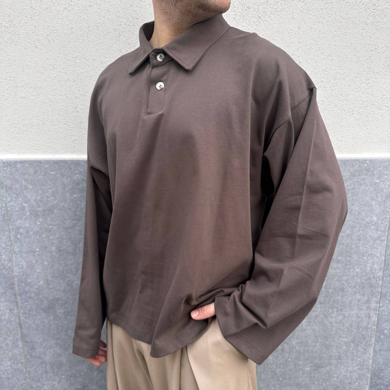 Polo Boxy Sleeve Marrone