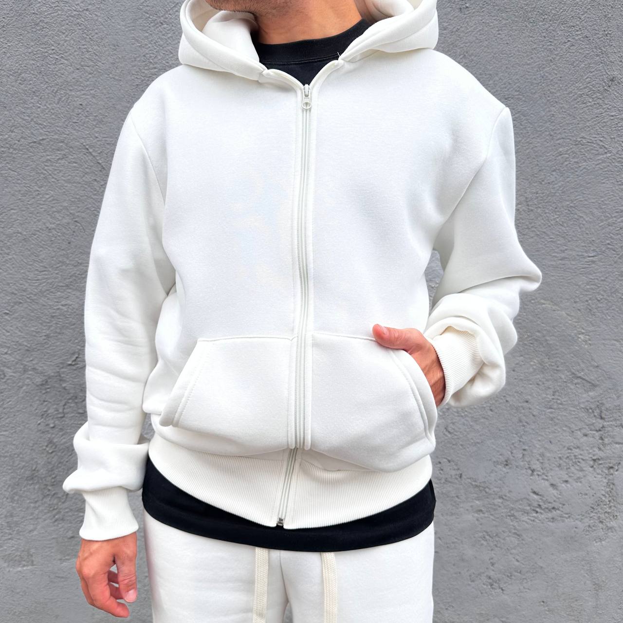 Tuta Palazzo Con Zip Bianca