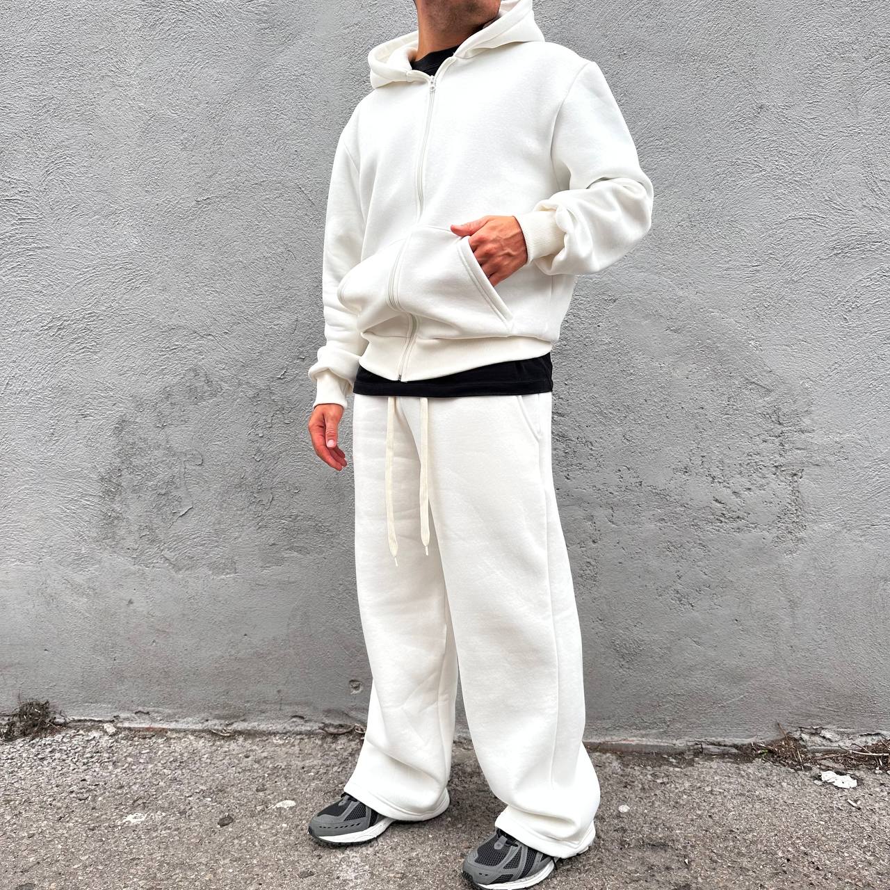 Tuta Palazzo Con Zip Bianca