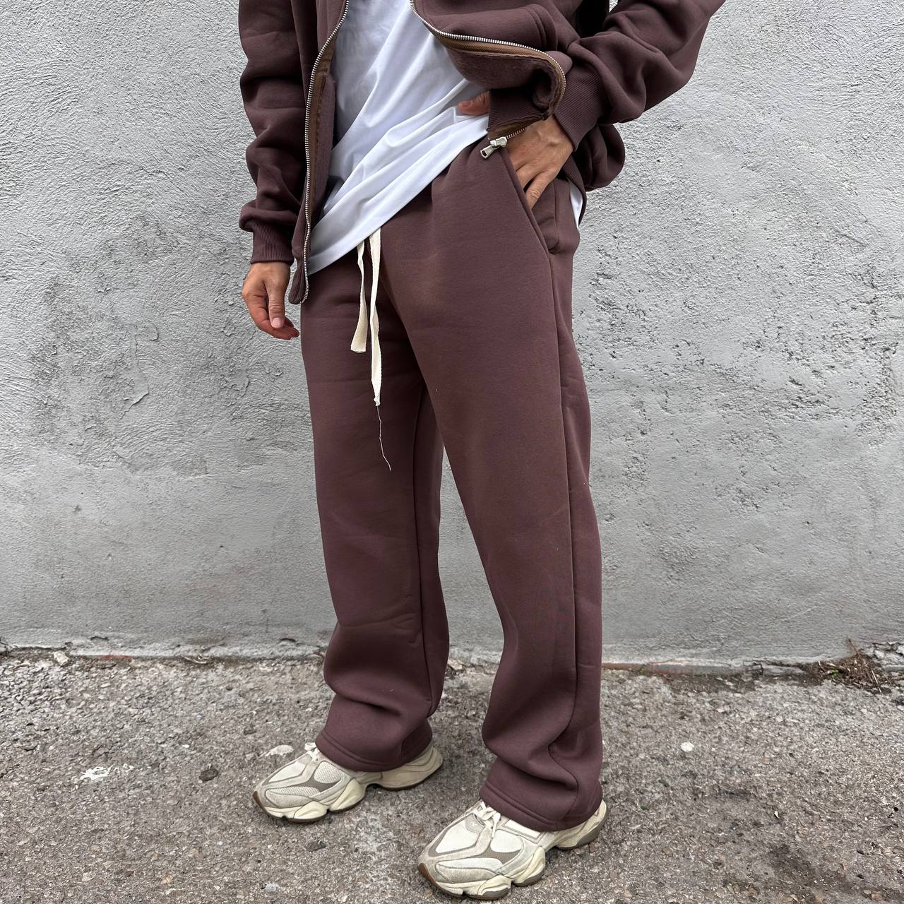 Tuta Palazzo Con Zip Marrone