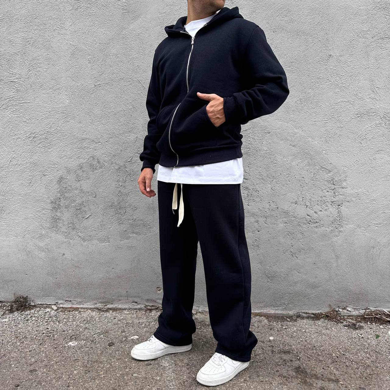 Tuta Palazzo Con Zip Blu