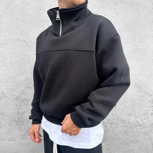 Felpa Crop Con Zip Nera