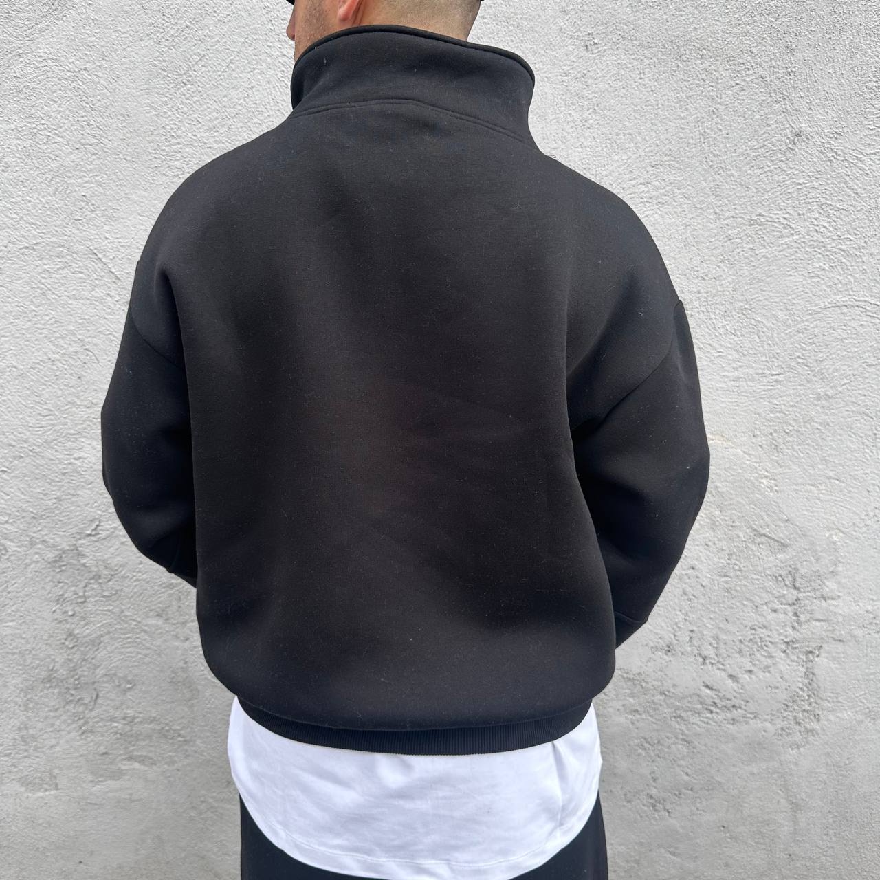 Felpa Crop Con Zip Nera