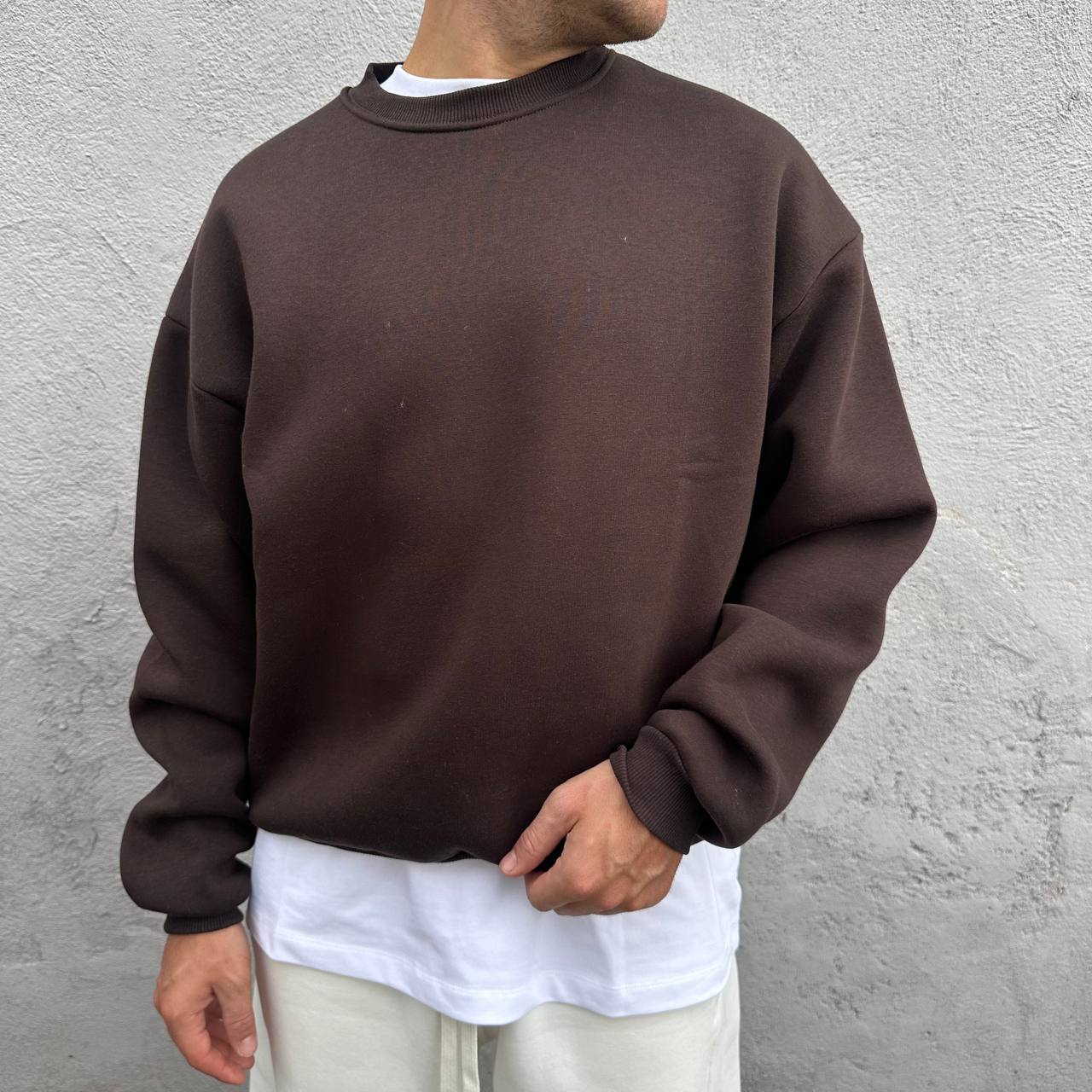 Felpa girocollo marrone