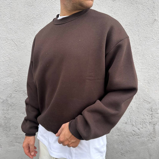 Felpa girocollo marrone