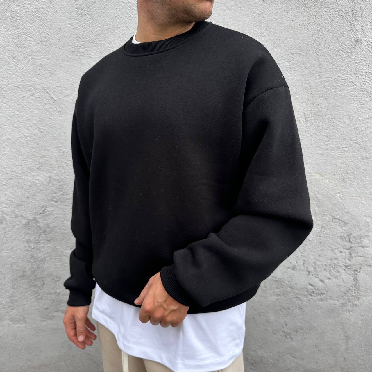 Felpa girocollo nera