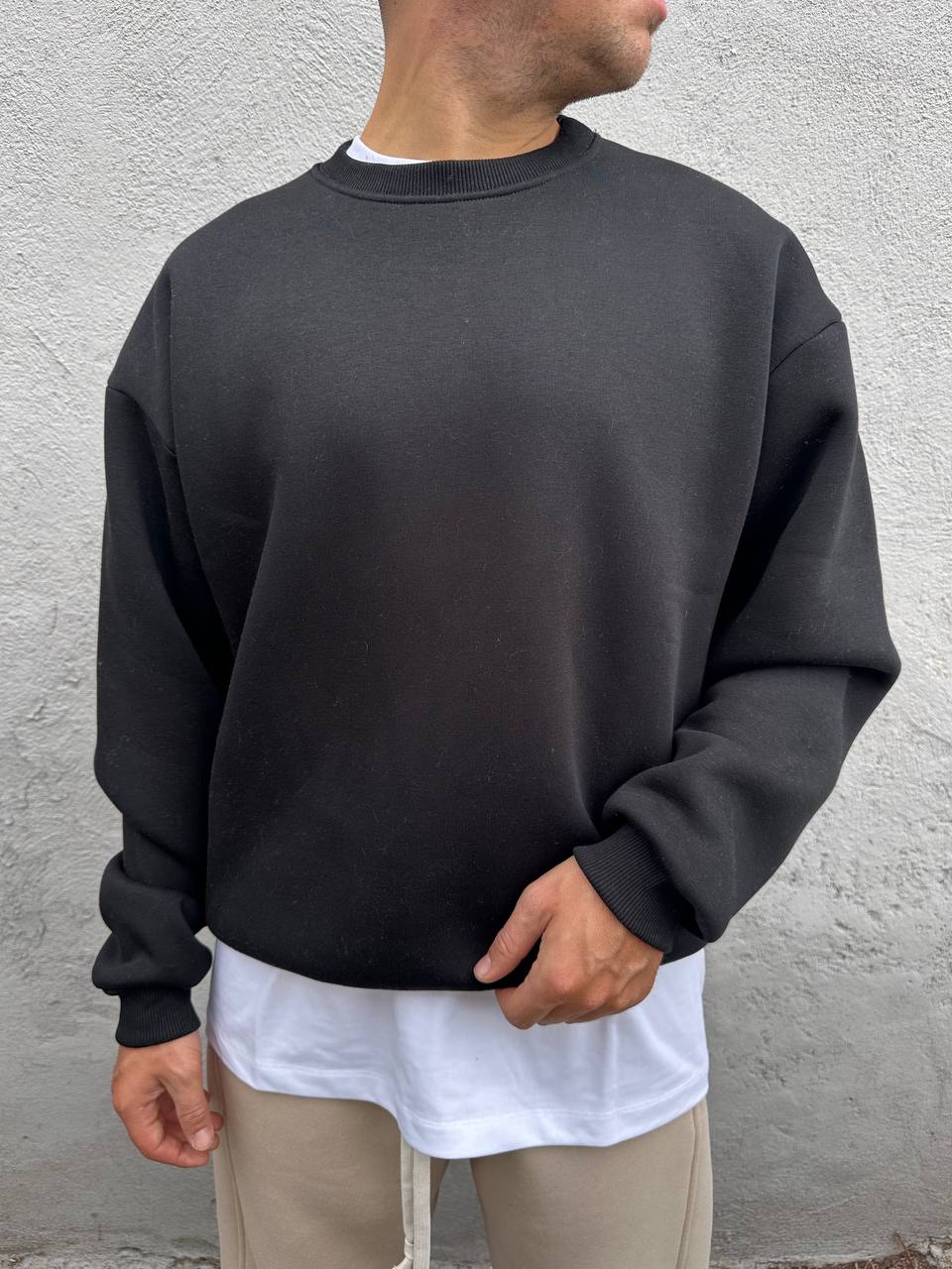 Felpa girocollo nera