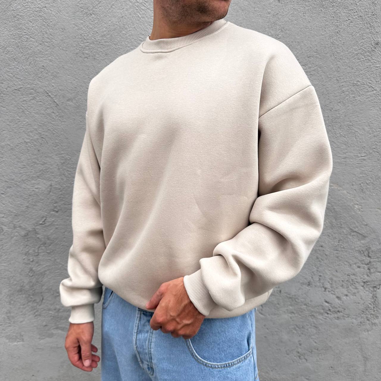 Felpa Girocollo Beige