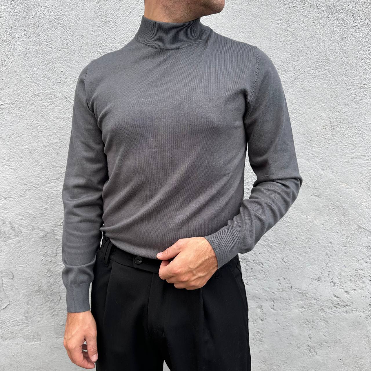 Mezzocollo in cotone caldo piombo