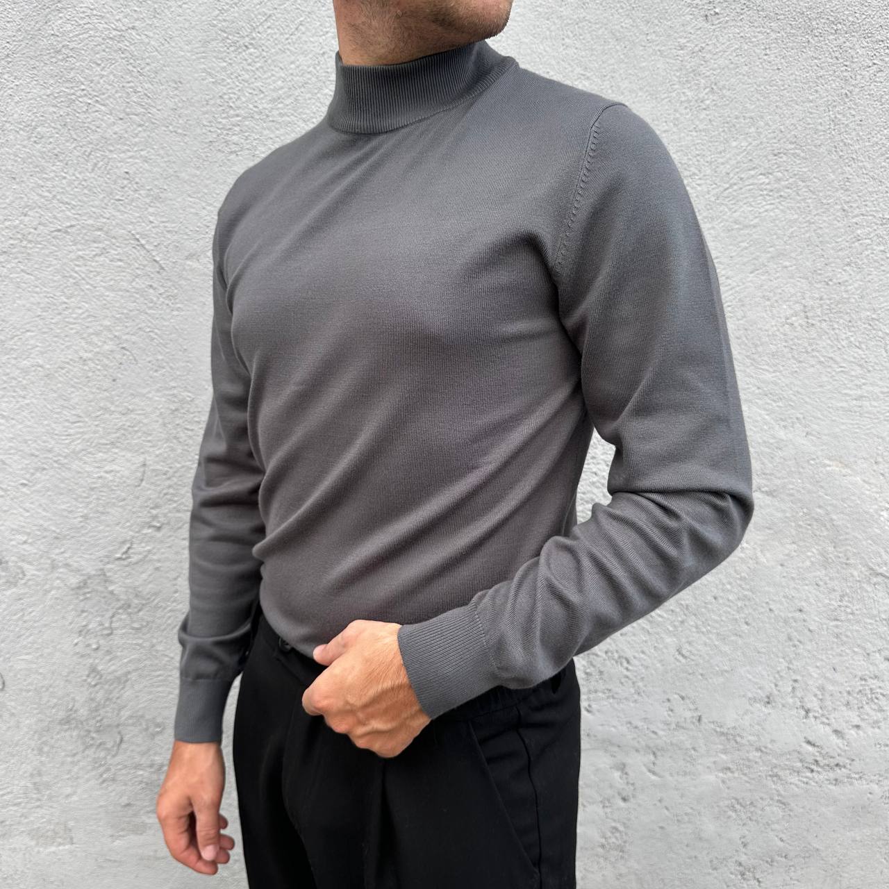 Mezzocollo in cotone caldo piombo