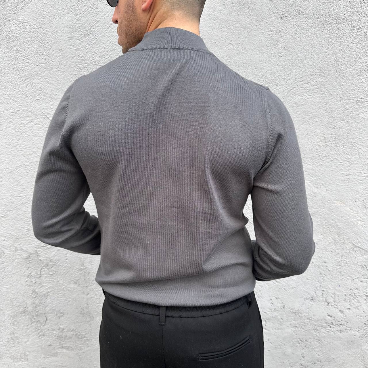 Mezzocollo in cotone caldo piombo