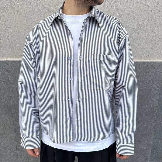 Camicia crop riga nera