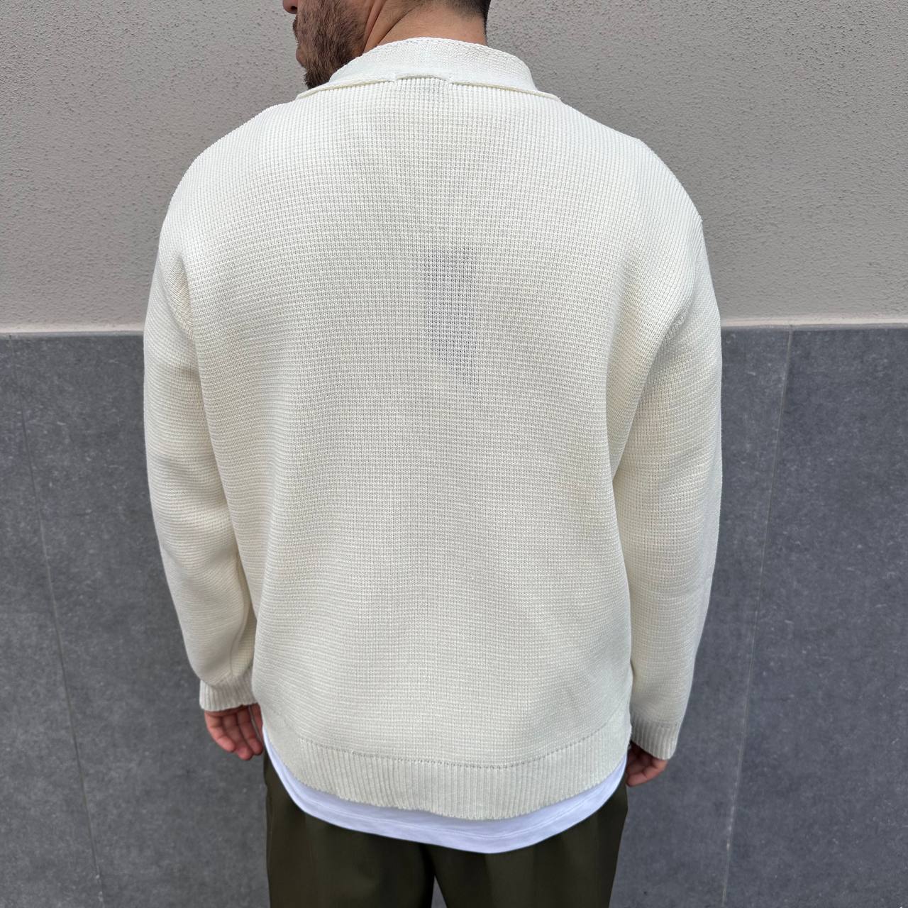 Cardigan in filo bianco