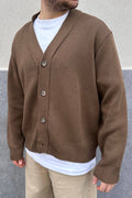 Cardigan in filo marrone