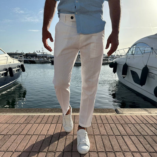 Pantalone Capri In Misto Lino bianco