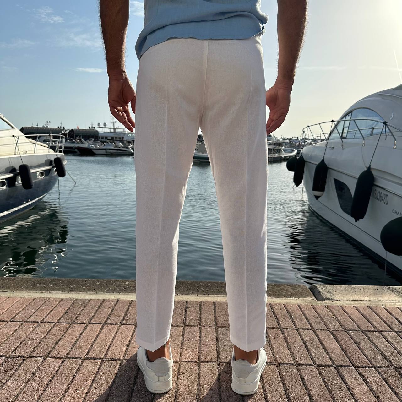 Pantalone Capri In Misto Lino bianco