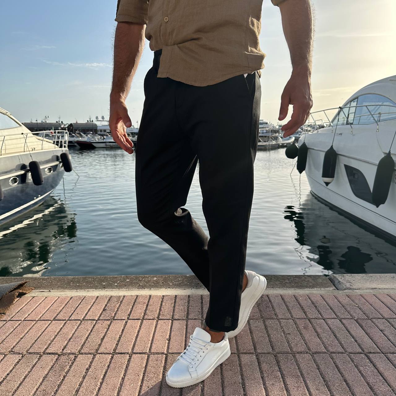 Pantalone Capri In Misto Lino nero